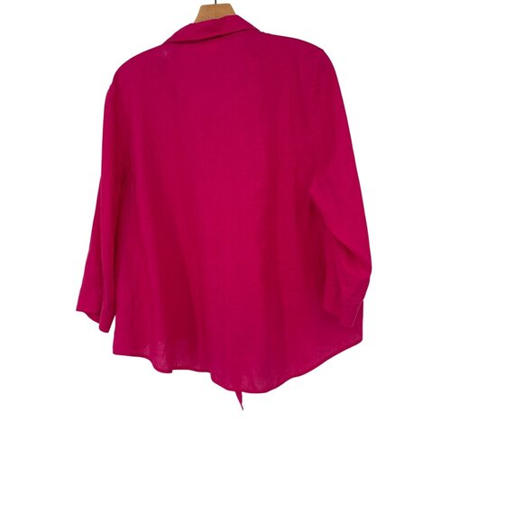 Chicos 3 Womens No-Iron 100% Linen Button-Down Shirt Tie Front Pink Size XL - Picture 4 of 4